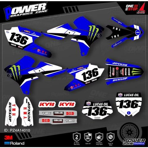 PowerZone Custom Team Graphics Backgrounds Decals 3M Stickers Kit For YAMAHA 14-18 YZ250F 15-18 YZ250FX WRF250 14-17 YZ450F 010