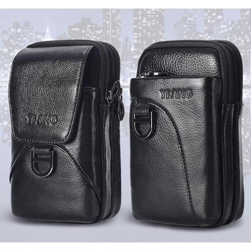 Mens Waist Bag Genuine Leather Fashion Cell Mobile Phone Case Bag Fashion Men Belt Hook Pack Fanny Pouch