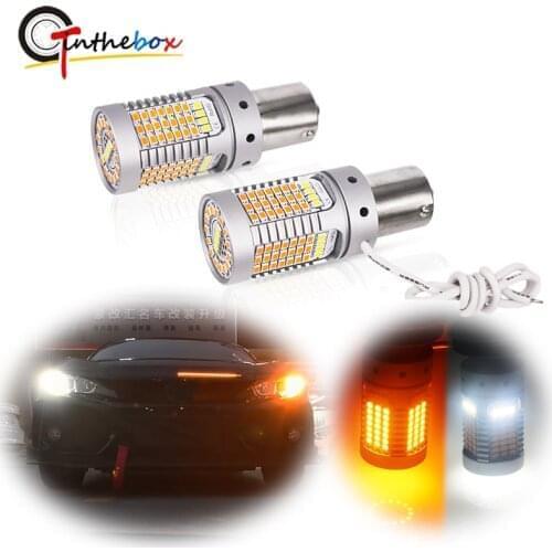 No Hyper Flash BAU15S 7507 LED 21W BA15S 1156 Switchback White/Amber Bulbs For Daytime Running Lights DRL/Turn Signal Lights 12V