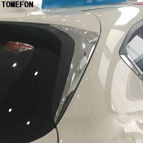 TOMEFON 2pcs ABS Chrome Side Door Rear View Window Spoiler Cover Trim Triangle Car Styling For Mazda CX9 CX-9 2016-2019