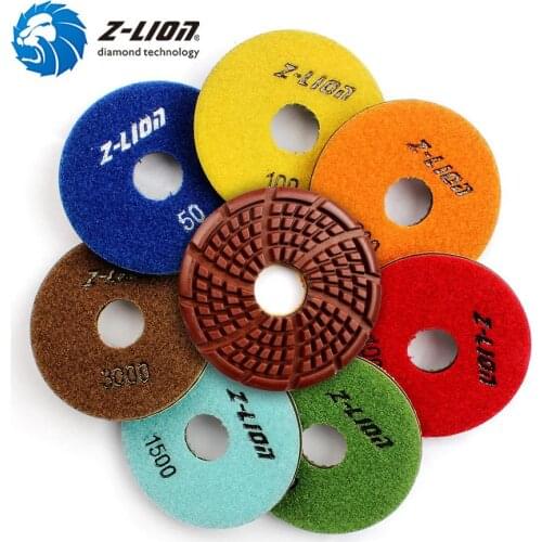Z-LION 7pcs/Set Diamond Polishing Pad Diameter 86mm Wet Use Sanding Discs For Stone Marble Granite Ceramic Thickness 4mm