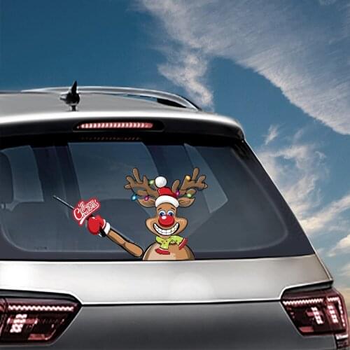 Funny Christmas Deer Car Waving Wiper Decals Rear Window Wiper Stickers Windshield Car Stickers And Decals for Car Accessories