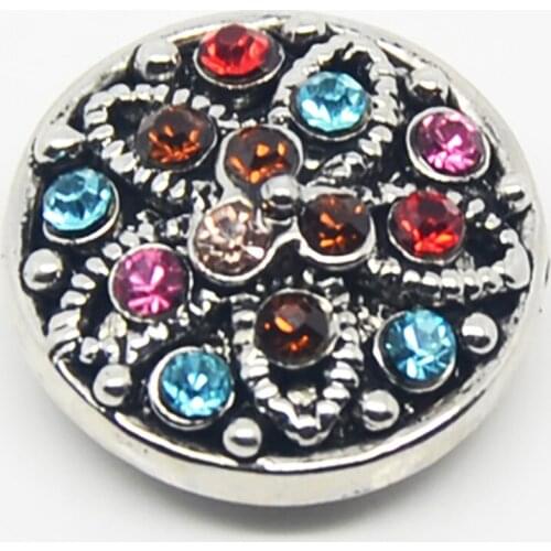 Handmade Colorful Rhinestone Snap Button Charm 18MM Snap Button Bracelet Women For DIY Jewelry