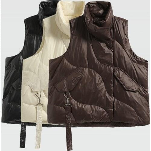 2021 New Spring Autumn Stand Collar Female Loose Casual Warm Down Sleeveless Coat Females Large Size Waterproof Light Waistcoat