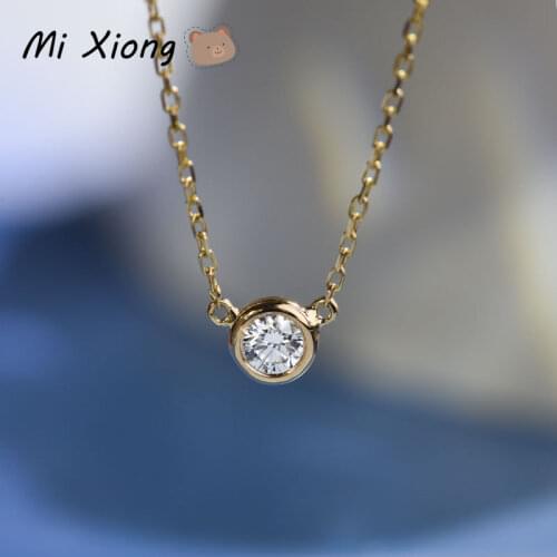 Mi Xiong 925 Sterling Silver Necklaces for Women Clavicle Chains Pendant Round Diamond Luxury Jewelry Original Classic Romantic