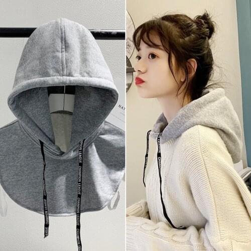 Winter hooded fake collars thicken sweater hat detachable collar Drawstring caps adult men women children