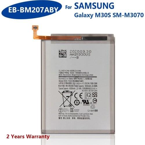 100% Genuine EB-BM207ABY Battery For Samsung Galaxy M30s SM-M3070 EB-BM207ABY 6000mAh Mobile Phone New High Quality Batteries
