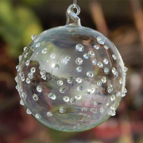 16pcs/pack Diameter=8cm Small Size Glass Christmas Ball Transparent Pitting Globe Hanging Pendant Festival Decoration