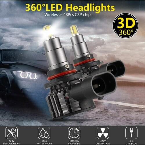 2PCS G11 H1 H7 H11 G11 Headlight Kit Four-Sided 360°High-Brightness In-Line LED Headlight 6000K Positive White Light