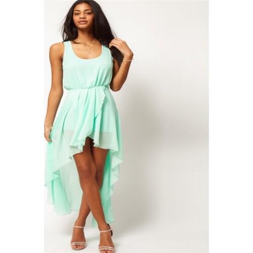 2020 NEW fashion irregular Asymmetric chiffon dress,plus size S -- 4XL women sexy Dovetail dress, candy color sexy party dress