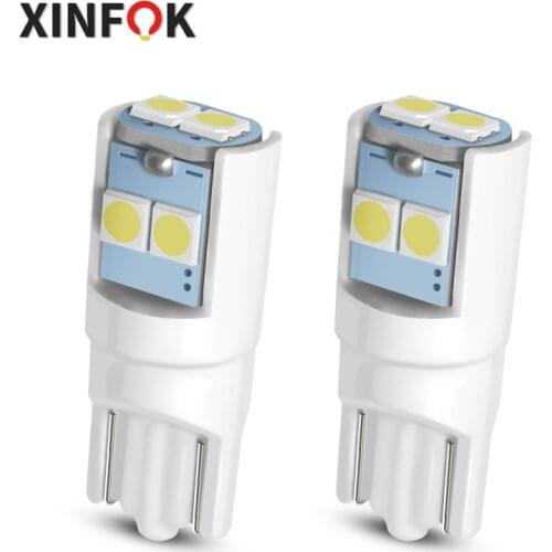 2x Car LED Bulbs Clearance License Plate Lights T10 194 168 W5W DC12 volts 6000K White 3030 SMD XFT032 6xLED Chips