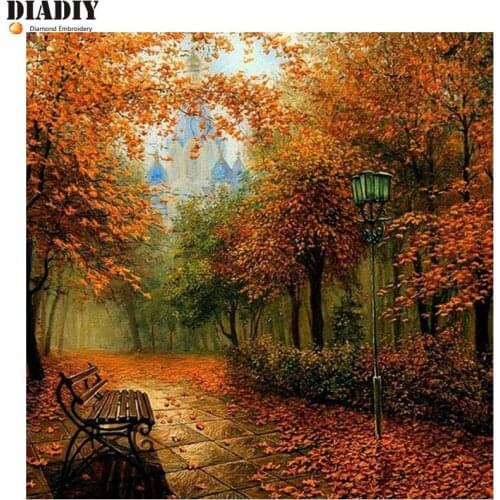 5D DIY Diamond mosaic diamond embroidery scenery of the late autumn park embroidered Cross Stitch Home decoration Gift