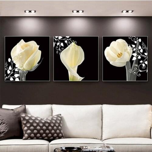 5D Diy Diamond Painting Full Embroidery Flowers European Style Restaurant Cross Stitch Kit Triptych Living Room StickersZP-4025