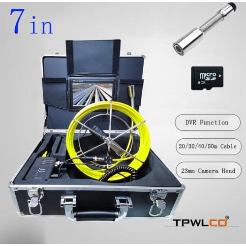 720P HD 7inch LCD Monitor 23MM Lens Waterproof 12 LEDs View Pipe Inspection 1000TVL Underground Sewer Endoscope Camera