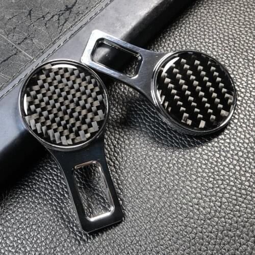 Car Safety Belt Buckle Real Carbon Fiber Seatbelt Buckle Plug Socket For Universal Auto Benz Tesla Toyota Interior Accessories