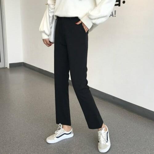 Pants Women Thin Daily Korean Style Trendy Loose Womens Trouser Solid High Waist Flare Lady Leisure Elegant All-match Black Pant