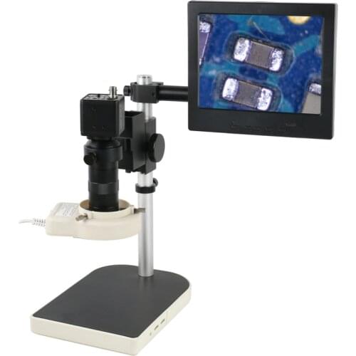 1/3 inch Industrial CCD Camera BNC Digital Microscope Camera+100X Zoom C-mount Lens with Holder+8' LCD Screen+56 LED Light