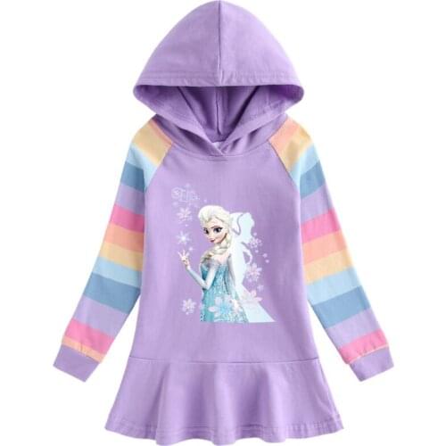 Disney Frozen Elsa spring autumn girls dress Elsa cartoon long-sleeved dress Kids Cute princess dresses