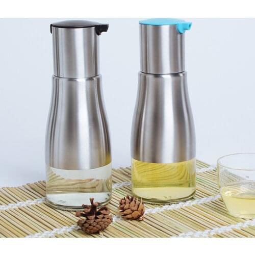 Olive Oil and Vinegar Dispenser 320ml Cooking Oil Glass Bottles For Kitchen Stainless Steel Pourer Spouts