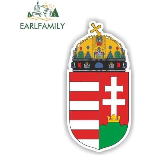EARLFAMILY 13cm x 6.8cm HUNGARY Coat of Arms Sticker Car Bumper Decal Aufkleber Flag Pegatina CAR WALL Vinyl Car Stickers
