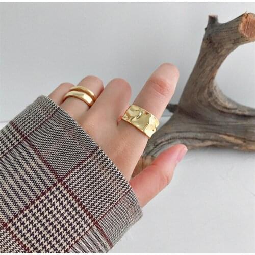 FFLACELL 2020 New Fashion Minimalist Irregular Bump Glossy Opening Adjustable Ring Gold and For Women Jewelry Gifts