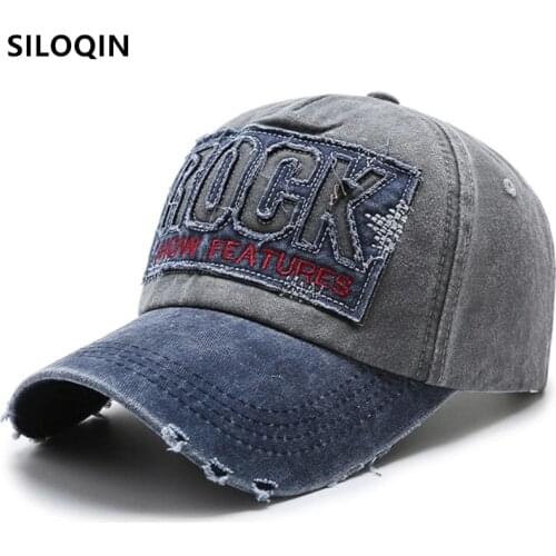 SILOQIN Washed Cotton Baseball Caps For Men Women Adjustable Size Distressed Hole Cowboy Fashion Couple Sports Hat Snapback Cap