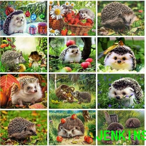 Jenkins Hedgehog Diamond Painting Animals 5D Diy Diamond Embroidery Cross Stitch Full Square Drill Mosaic Home Decoration