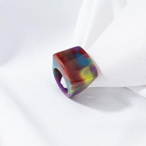 Vintage Multicolor Transparent Acrylic Resin Ring For Women Men Fashion Geometric Water Drop Finger Ring For Party Birthday Gift