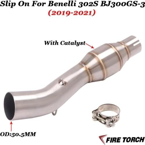 Motorcycle Exhaust Modified Stainless Steel Middle Link Pipe Catalyst Delete Pipe For Benelli 302S BJ300GS-3 2019 2020 2021