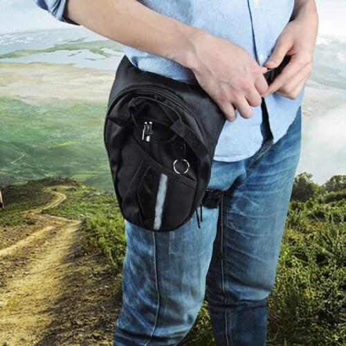 Nylon Polyester black D drop leg motorcycle bike fanny pack belt waist bag purse A bag