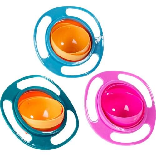 NEW Baby Bowl Spill Resistant Magic Bowl With Lid Toddler Feeding Bowl For Baby 360 Rotate Spill-Proof Solid Feeding Dishes