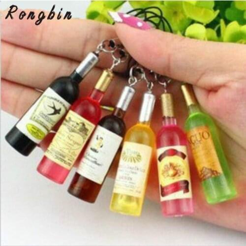 2017 Creative New Mini Red Wine Bottle Keyring Key Ring Keychain for mobile phone,Key Chain Women Car Accessories Christmas Gift