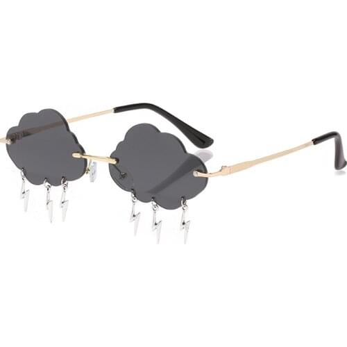 Cloud Sunglasses Womens Two-tone Fashion Cloud Lightning Irregular Glasses Rimless Decorative Party Sunglasses