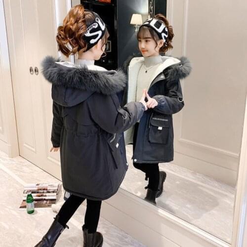 5 6 9 10 12 Years Old Young Girls Warm Coat Winter Parkas Outerwear Teenage Outdoor Outfit Children Kids Girls Fur Hooded Jacke