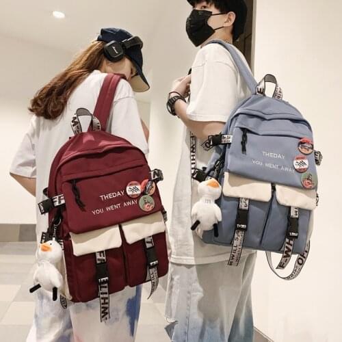 Couple Original Tide Backpack Women Men Letter Printed School Backpacks for Girls Harajuku Waterproof Nylon School Bags Ruckpack