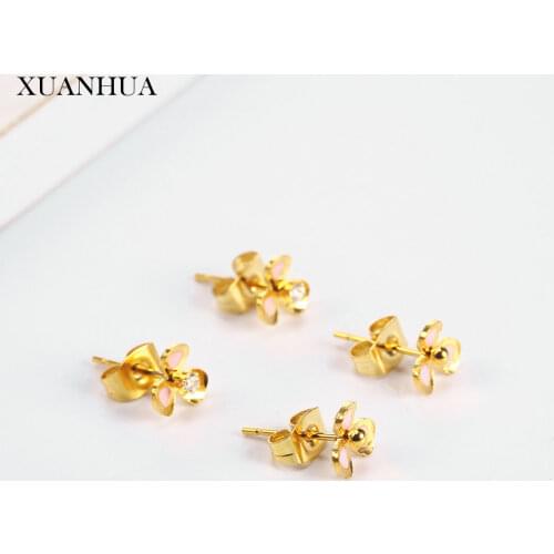 XUANHUA Flower Stud Earrings Charm Stainless Steel Jewelry Woman Vogue 2019 Jewelry Accessories Geometric wholesale lots bulk