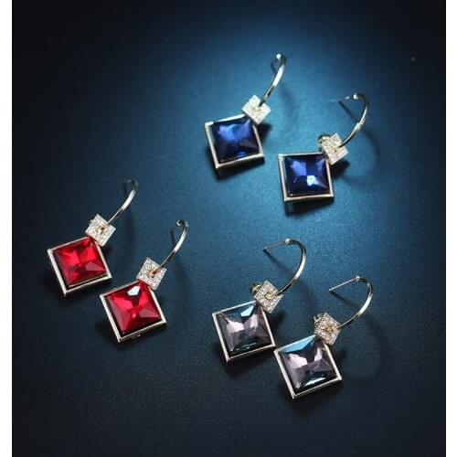 Retro Trendy Earrings Japanese Korean New Style Elegant Square Simple Style Ear Stud Womens