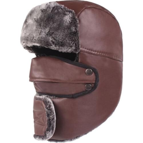 Fibonacci 2018New Thickening Lmitation Leather Fur Womens Mens Hat Winter Ear Protect Bomber Hats Russian Caps