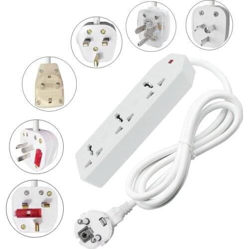 Power Strip 3AC Universal Socket For EU UK US AU Plug Adapter Electrical Extension Cord Outlet Socket with Power indicator light