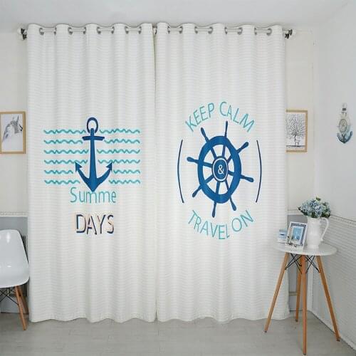 Custom Made 2x Grommet Window Drapery Curtain Nursery Kids Children Room Window Dressing Tulle 200 x 260cm Sailing Boat Anchor
