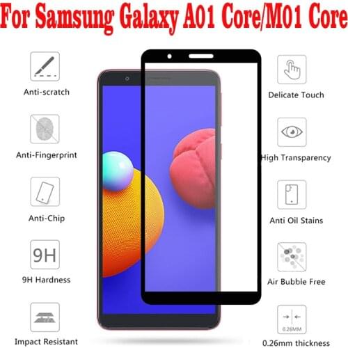 2PCS Full Cover Full Glue Tempered Glass For Samsung Galaxy A01 Core Screen Protector protective film For Samsung M01 Core glass