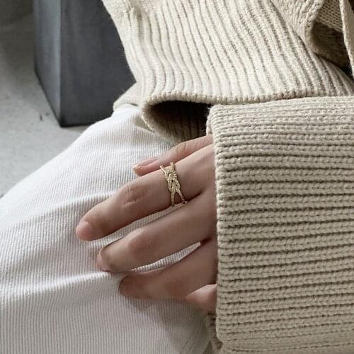 SHANICE S925 Sterling Silver Open Ring Love Knot Promise Friendship Comfort Fit Open Band Ring Simple Anniversary Statement