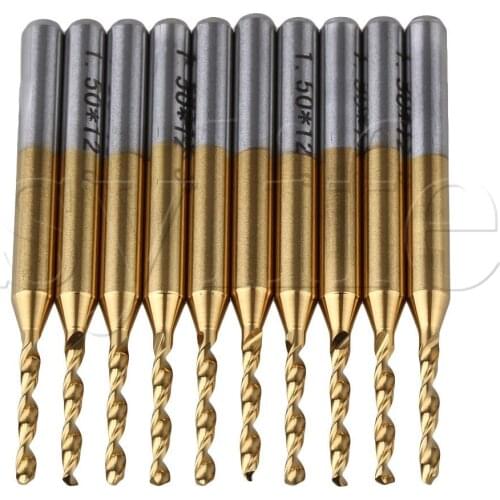 10pcs 1/8" Titanium Carbide Micro Drill Bit 1.5mm PCB Jewelry Rotary Mill Tool