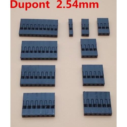 100pcs 2.54mm Dupont connector 2/3/4/5/6 pin single row 2.54 mm plastic shell through hole housing