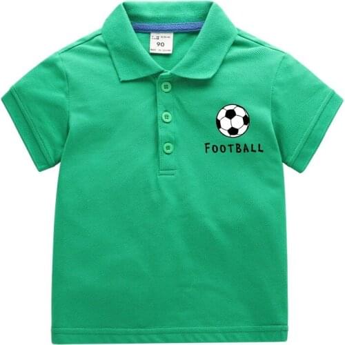 2021 Summer Baby Boys Polo Shirts Short Sleeve Football Print Clothes for Girls Cotton Breathable Kids Tops Outwear 2-10Y