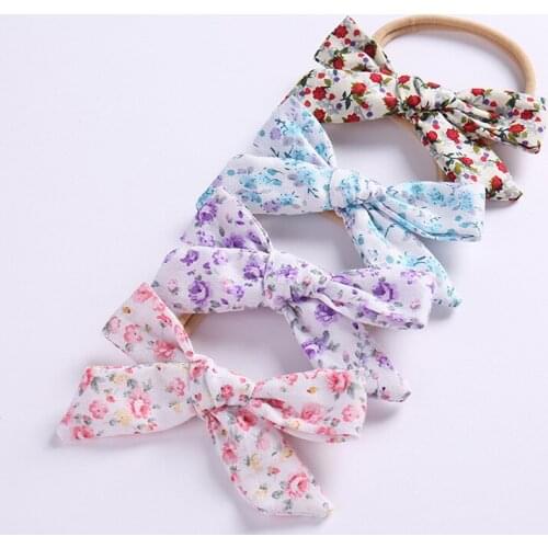 36pc/lot New Flower Print Hair Bow Headband,Nylon Headband,Children Girls Turban Headbands Kids Hair Accessories