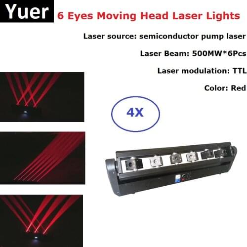 4 Pack LED Moving Head Beam Lights 3W Red Color Laser Projector Light For Disco Lights Party Wedding Laser Dj Events Stage Light