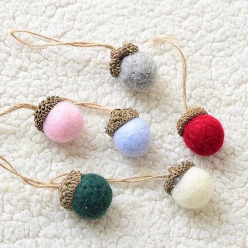 6pcs/set Wool Felt Pine Cones Hanging Pendant DIY Xmas Tree Hanging Ornaments Merry Christmas Decorations Home Party Ornaments