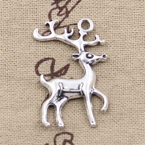 6pcs Charms Christmas Deer Sika 37x22mm Antique Silver Color Pendants Making DIY Handmade Tibetan Finding Jewelry