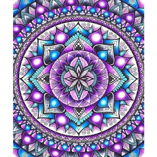 Diamond painting purple mandala embroidery DIY full round diamond 5D craft diamond embroidery craft needlework home decoration